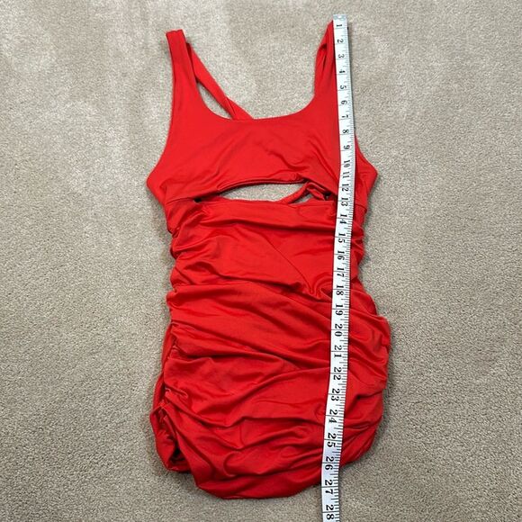 Bodycon Red Cutout Shortsleeve Summer Party Ruched Short Women Dress Size Small - Picture 4 of 6